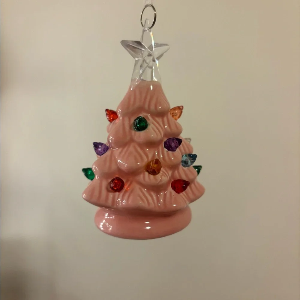 Pink Ceramic Christmas Tree Ornament